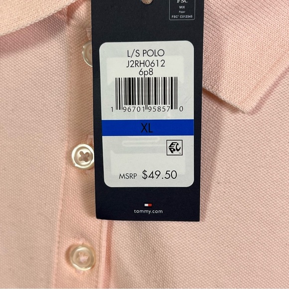 Tommy Hilfiger Women’s Pink Long Sleeve Polo Top Size XL - Picture 4 of 12